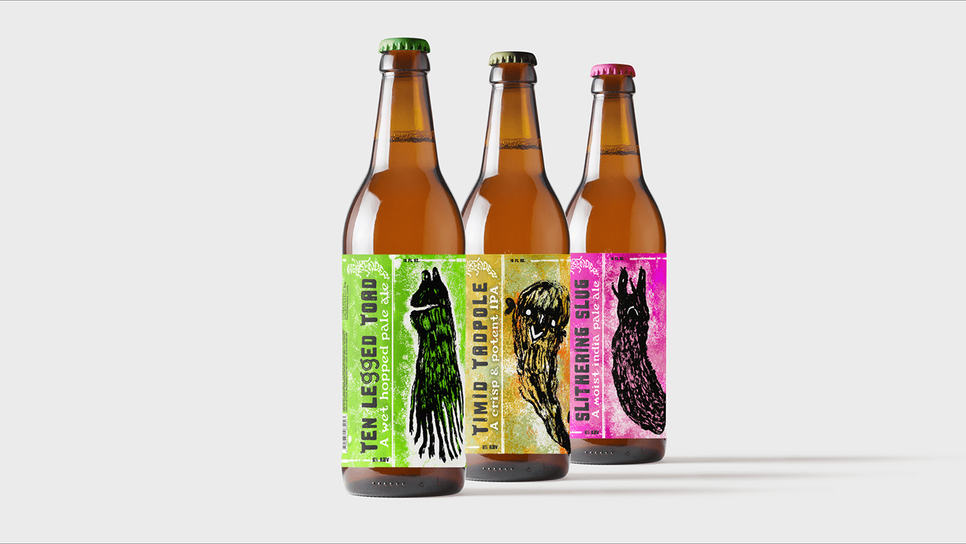 advertising design beer Beer Label Design brand Character design  creatures ILLUSTRATION  ink product design 