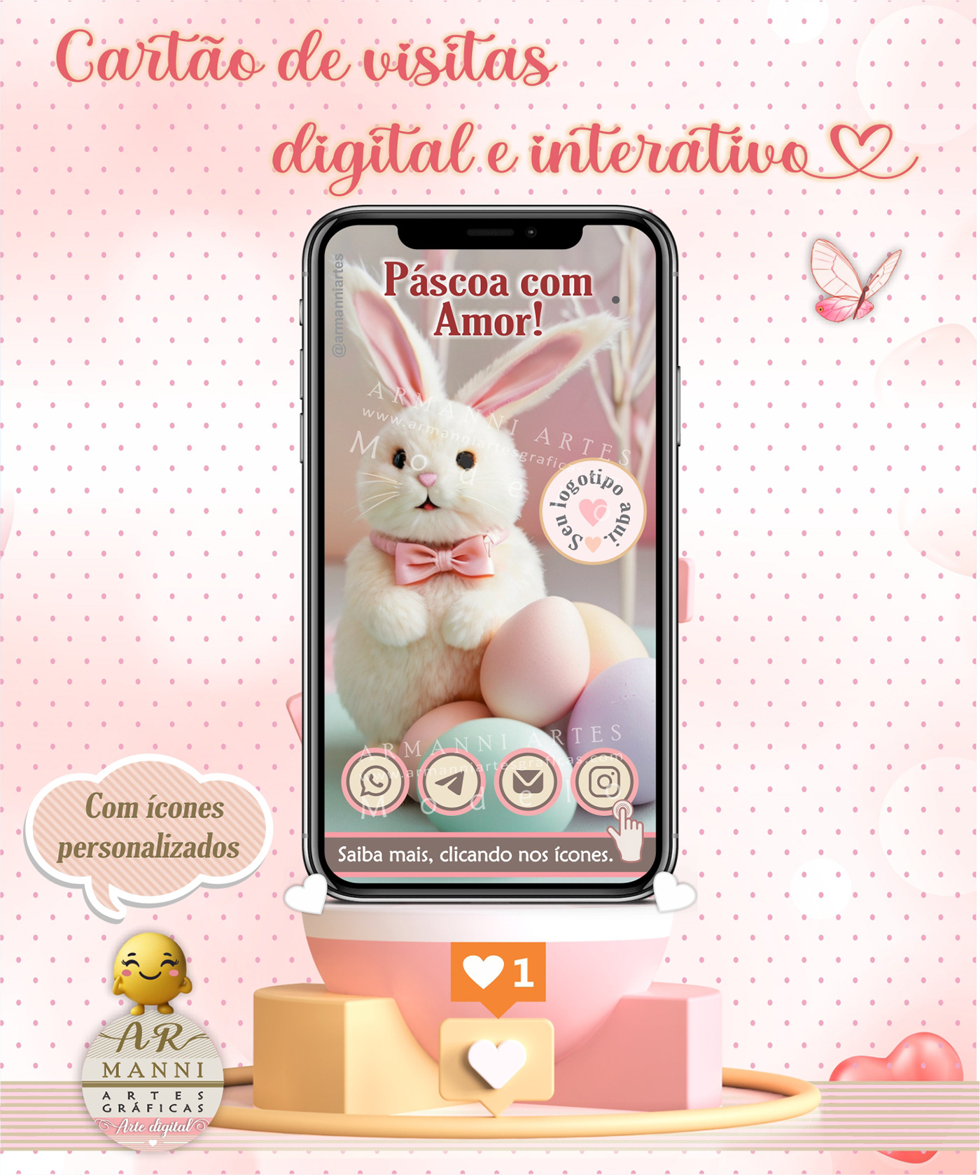 cartão card business design Graphic Designer páscoa Easter rabbit arte digital cartão de visitas
