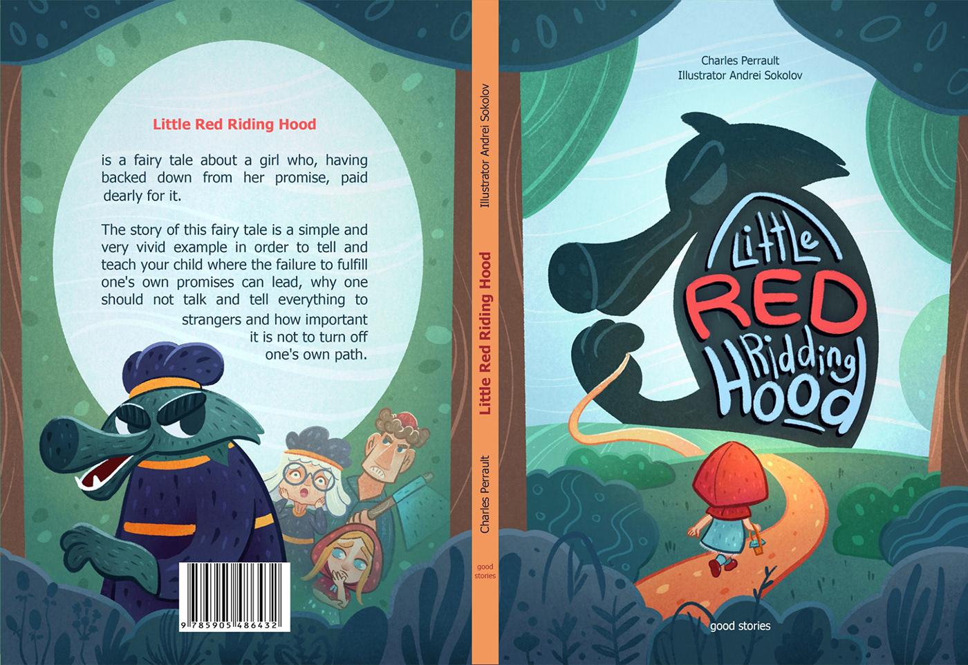 children's book children illustration children wolf animals Little Red Riding Hood postcard animation  girls forest
