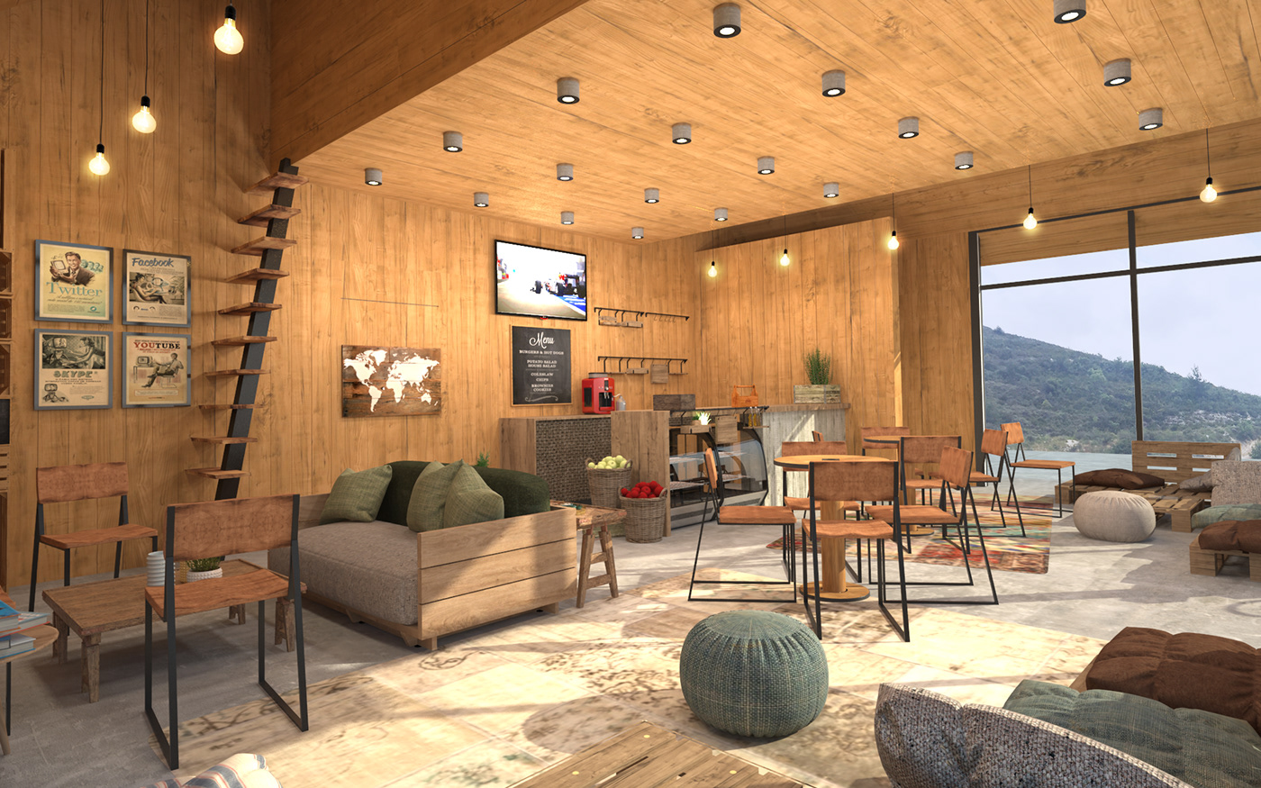#architectue #behance #cabin #coffee #Design #glass  #shop #steel #wood