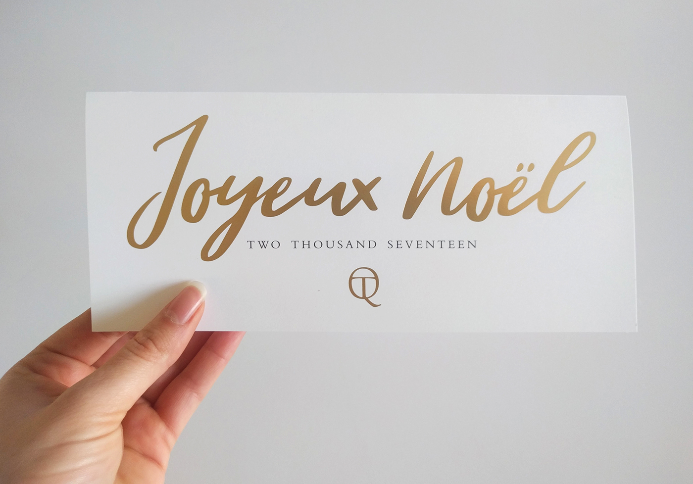 French Holiday Christmas noel gold foil card