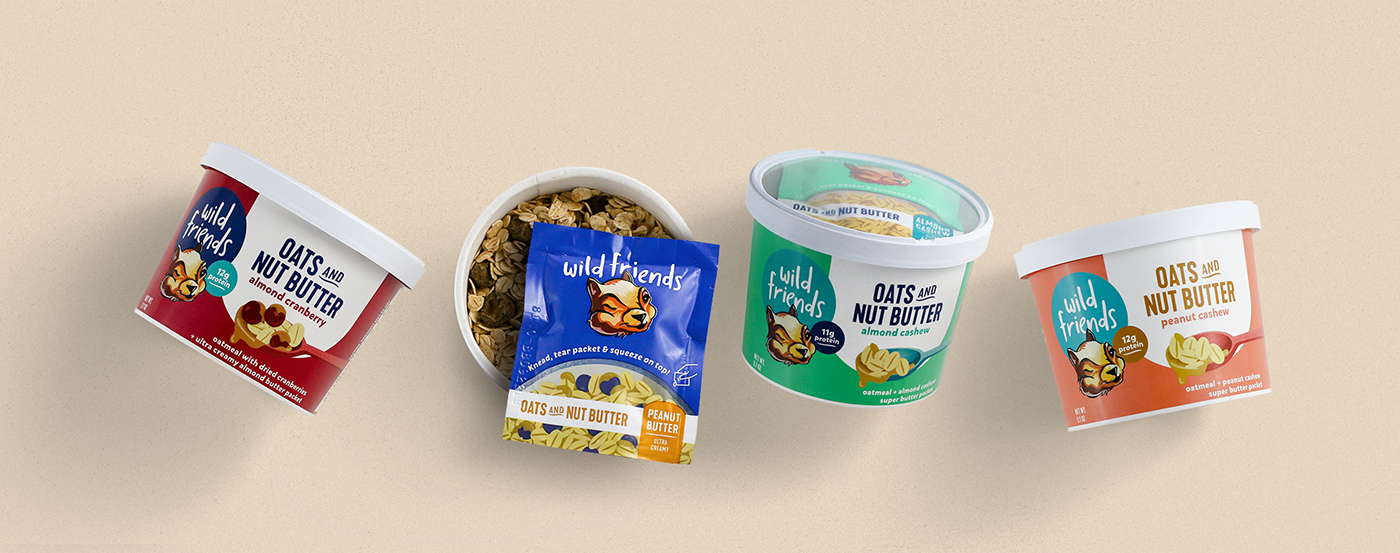 Wild Friends farm design Packaging Oatmeal Portland on-the-go peanut butter nut butter breakfast squirrel