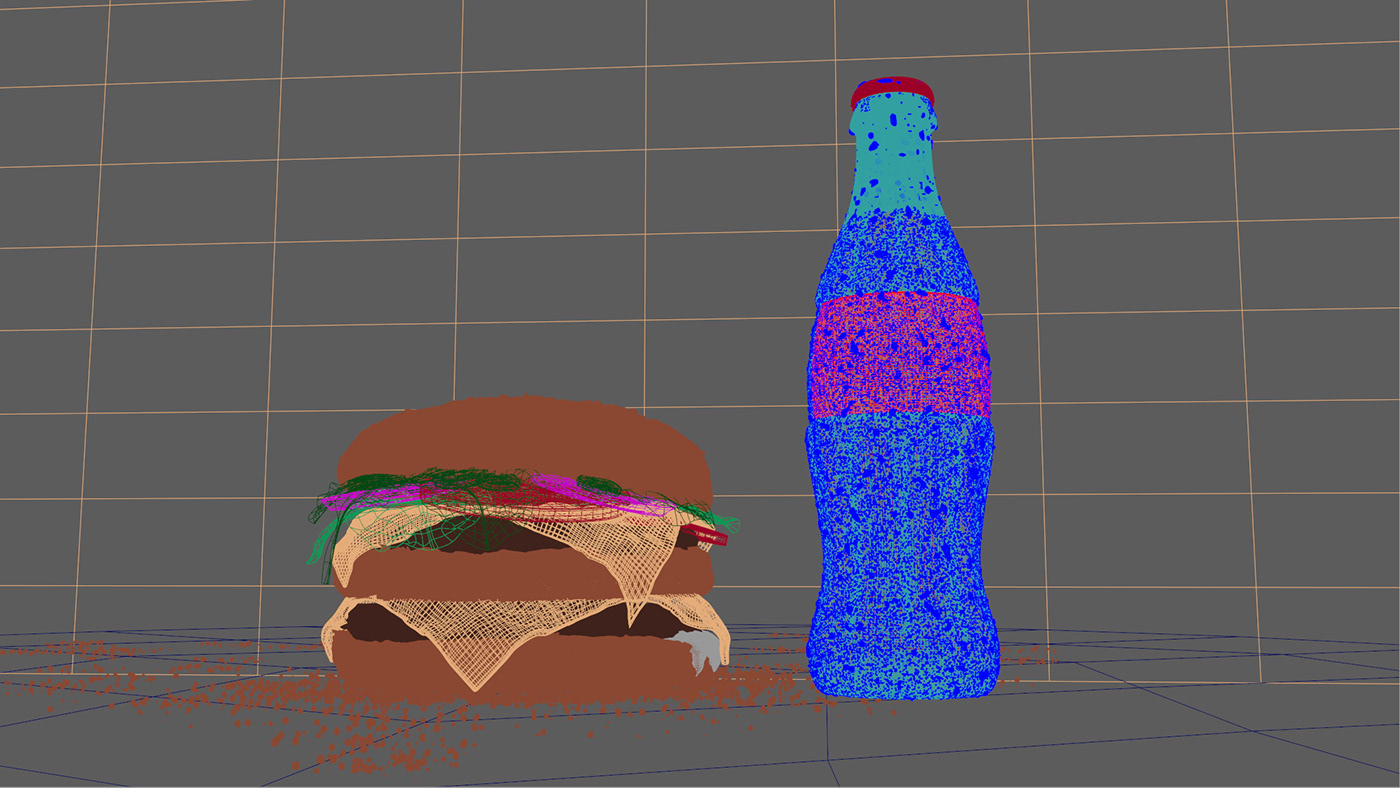3D Advertising  CGI Food  photorealistic Render shooting visualization burger Coca Cola