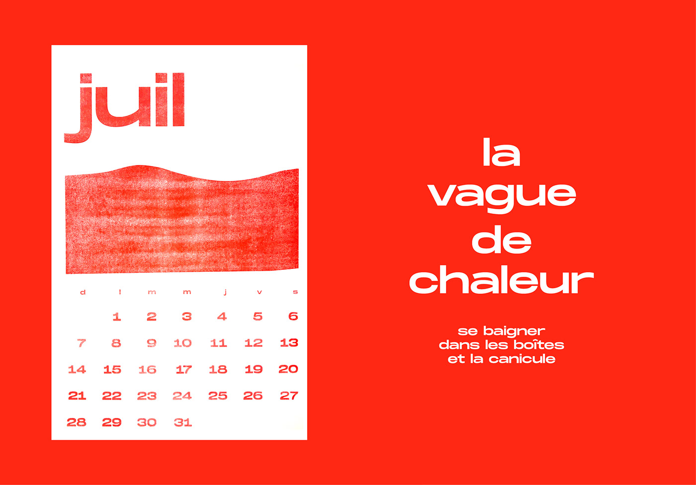 risograph calendar calendrier print Riso texture colorful abstract shapes woodcut