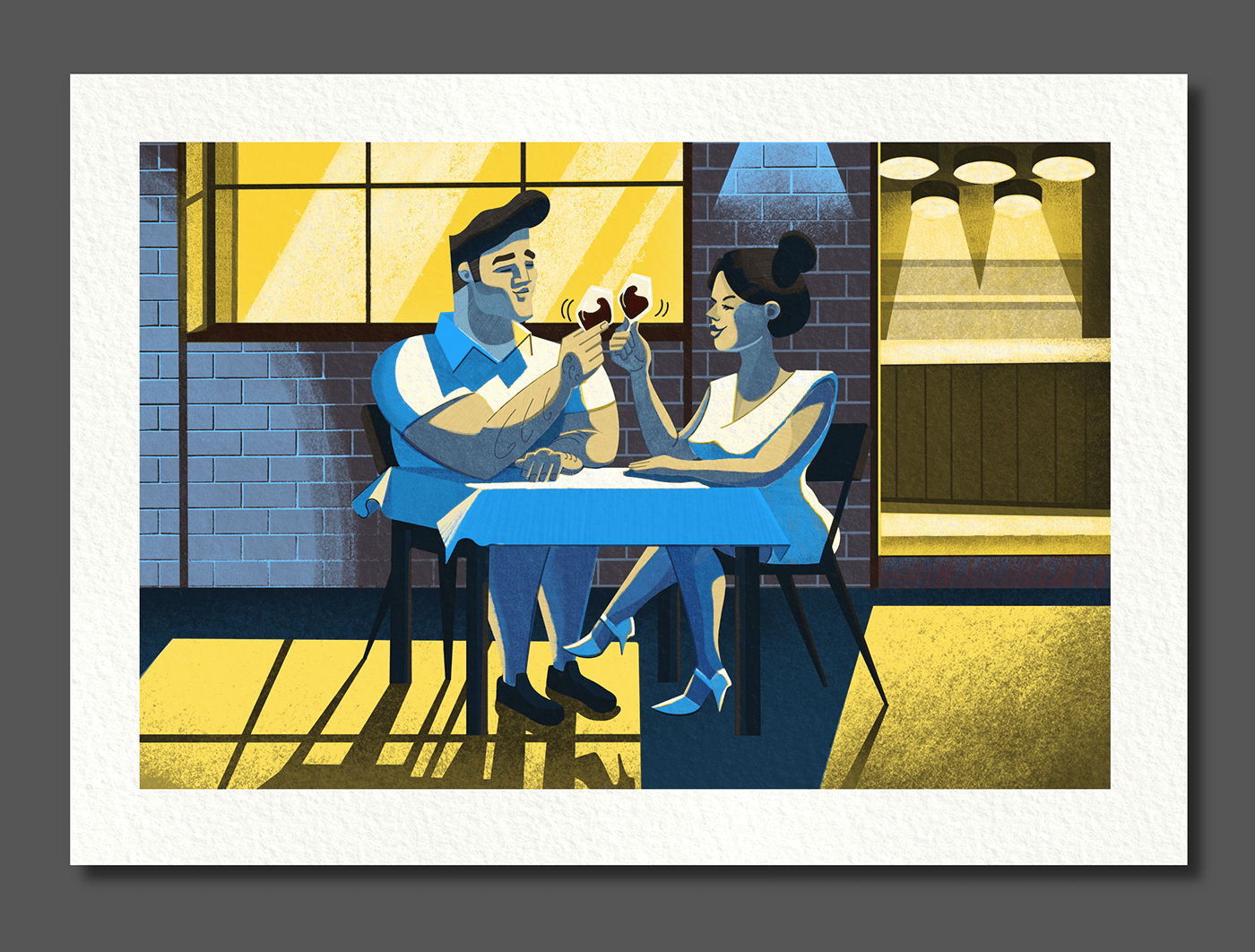 background bar characters colors flat illustration light Love palette restaurant romantic
