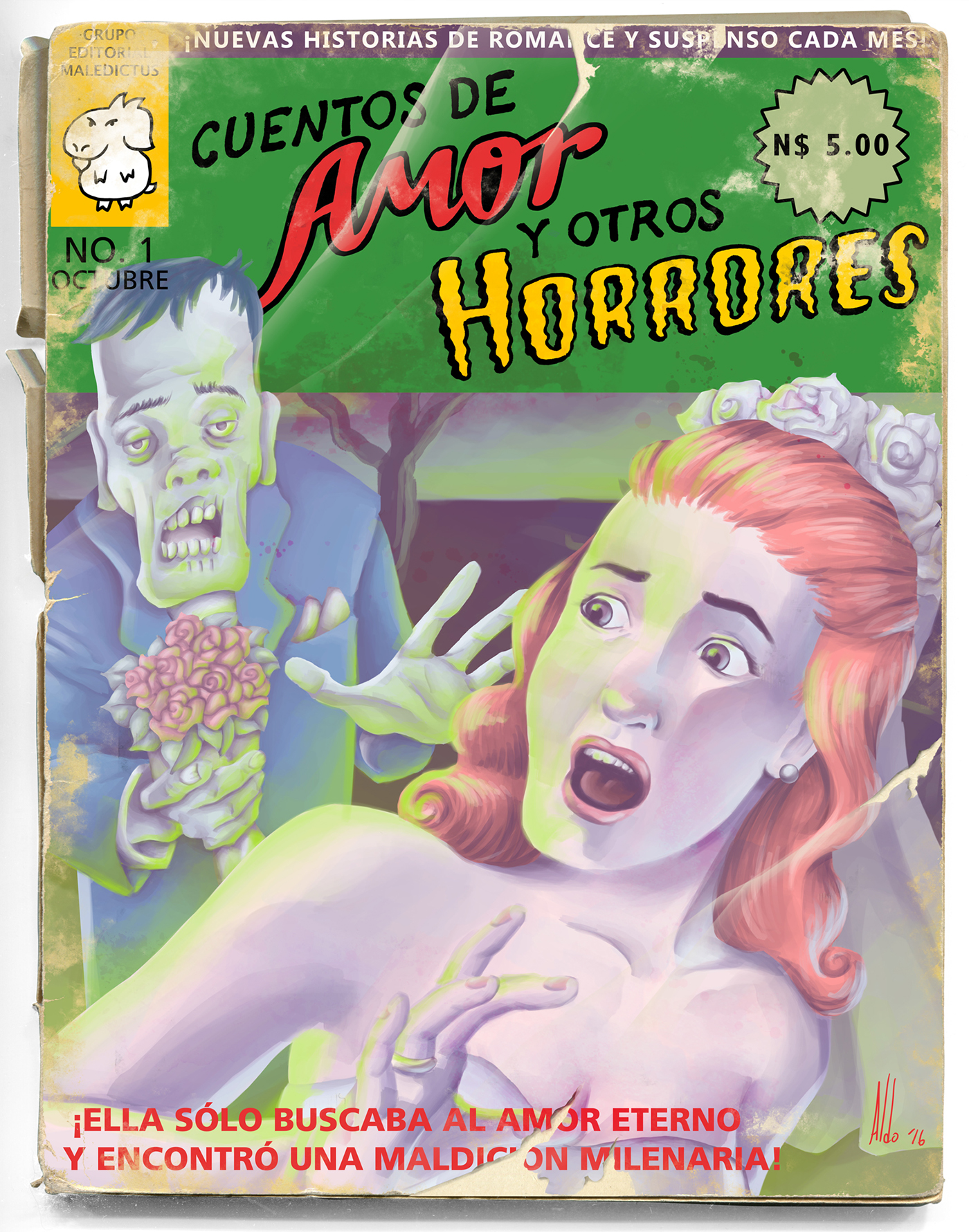 vintage comicbook cover pin-up voodoo zombie Digital Art 
