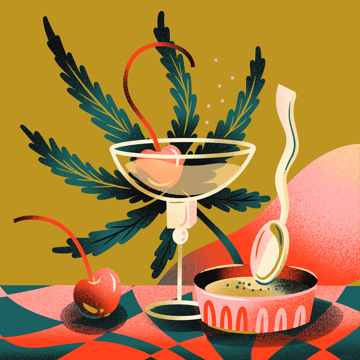 Advertising  Animated Loop cannabis Coffee Editorial Illustration food illustration ILLUSTRATION  limited palette social media wine