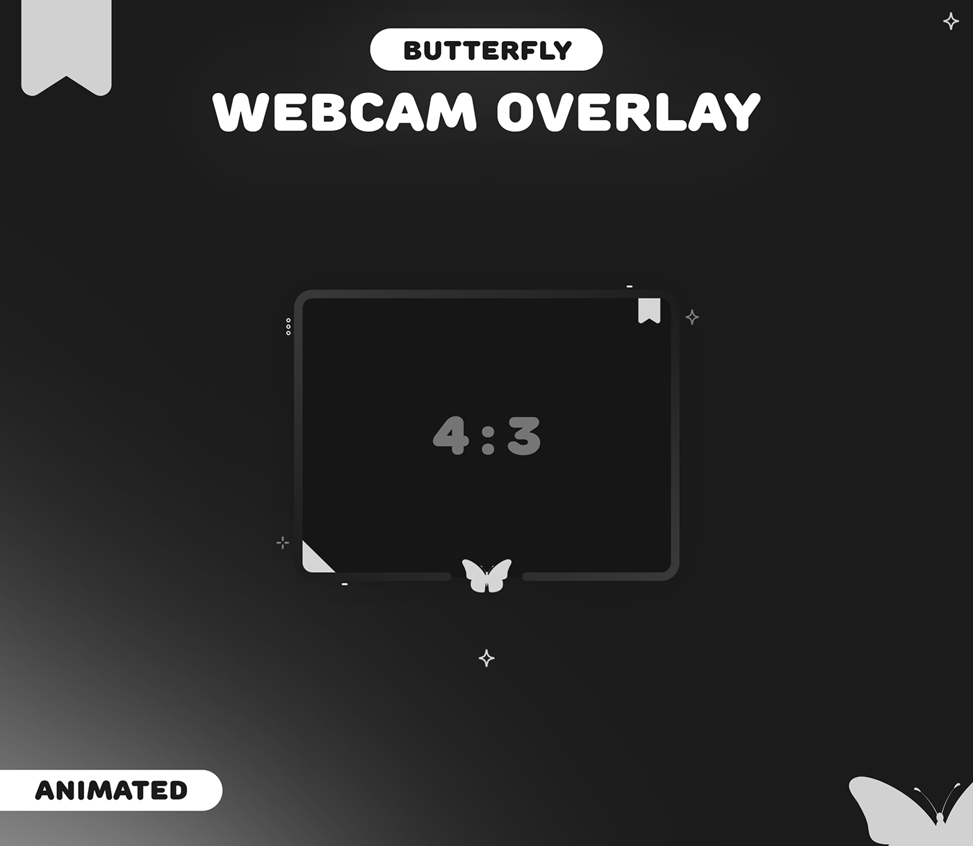 graphic webcam overlay Overlay Twitch pack Stream pack animated overlay butterfly pastel gradient butterfly overlay