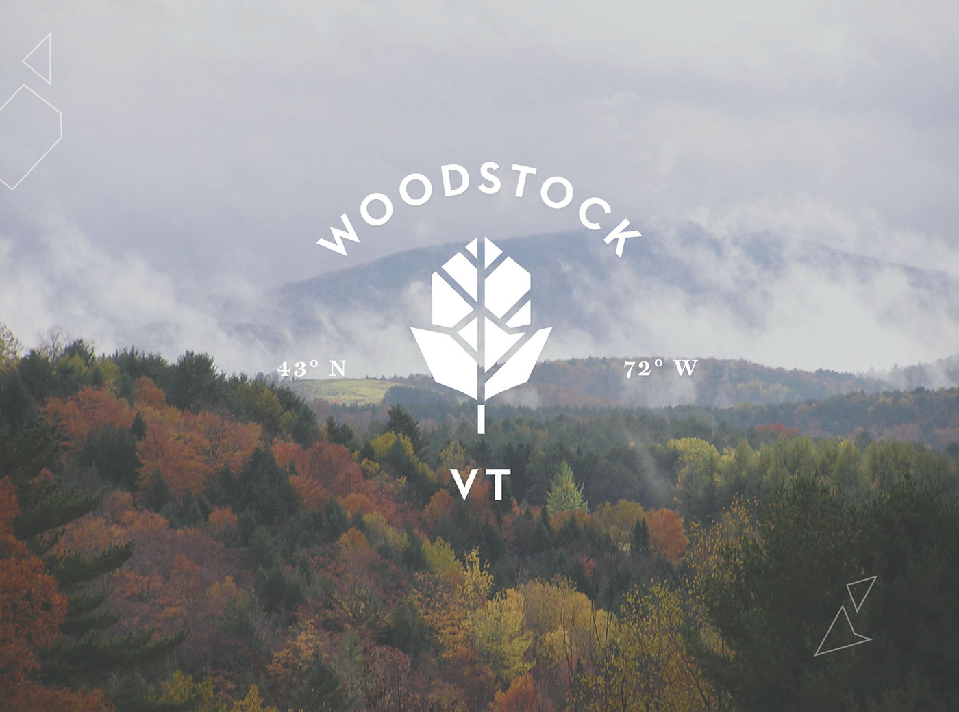 woodstock Vermont artisan rustic brand logo seasons Nature book vt town New England community