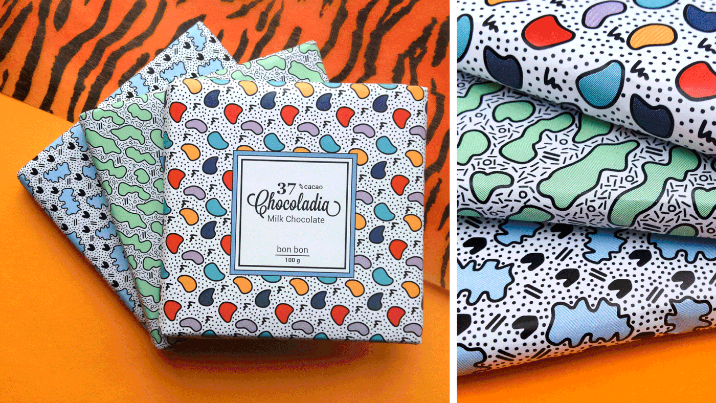 pattern 80's chocolate packaging design Pack