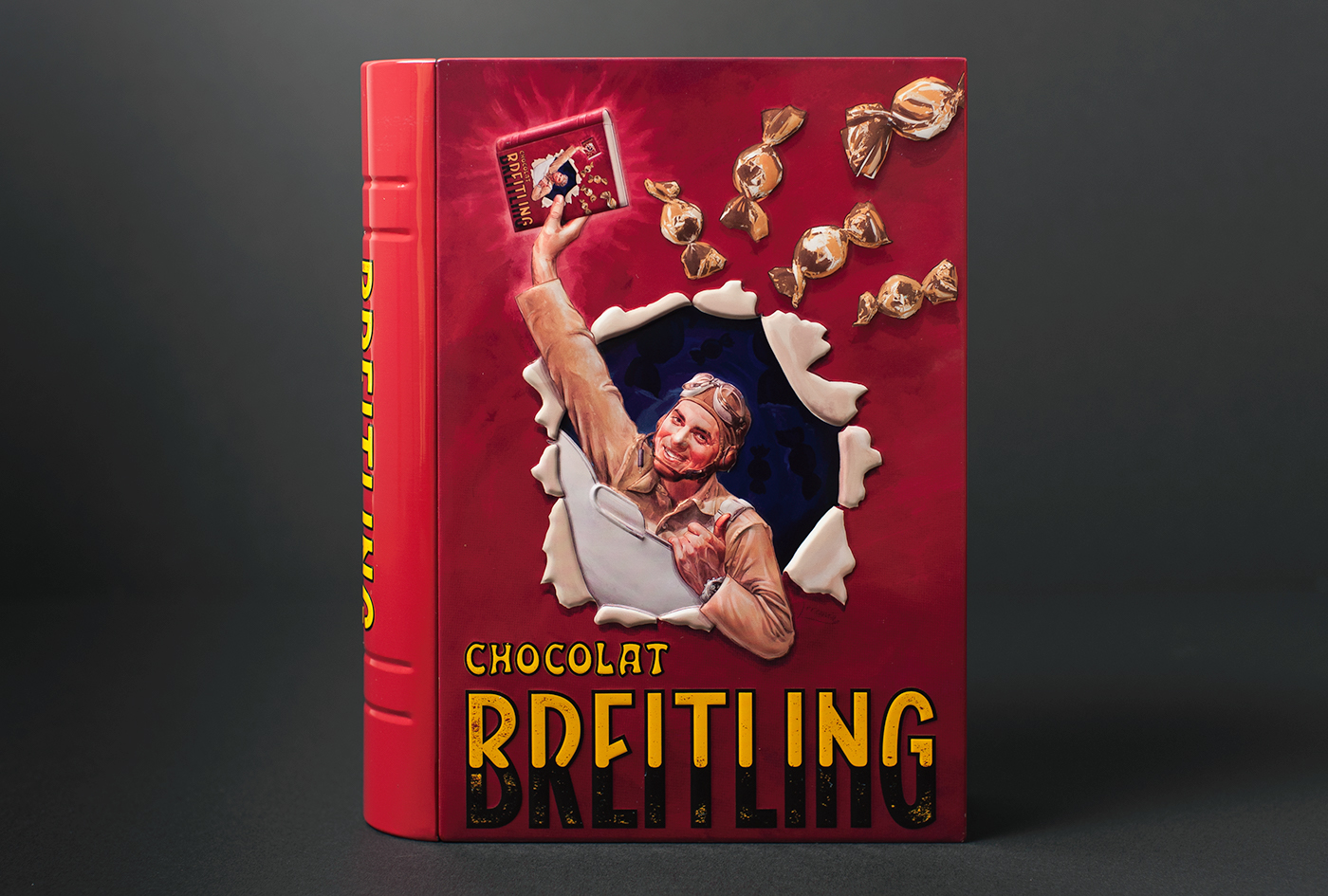 tin box book Breitling ILLUSTRATION  chocolate swiss watch gift typography  