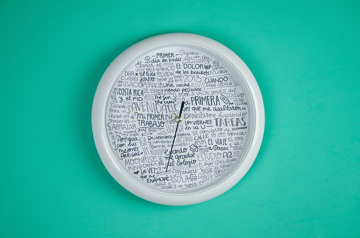 lettering time handtype clock black and white DIY personal project Creating content handcrafted