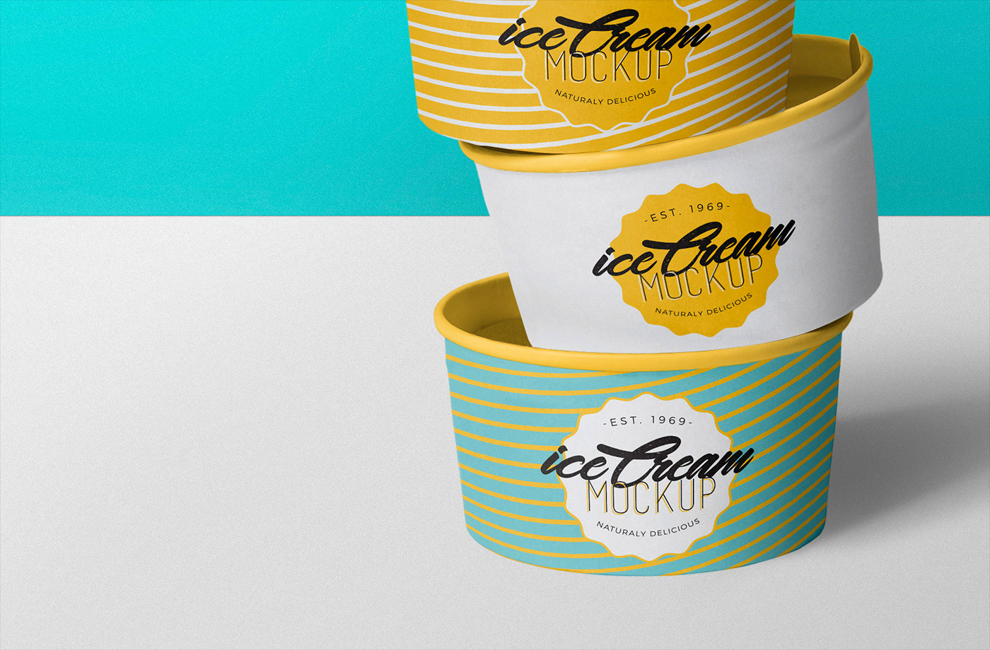free freebie Mockup psd photoshop ice cream yogurt frozen Packaging