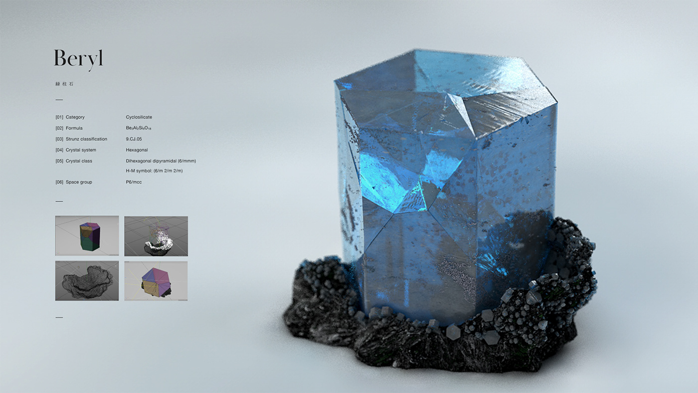 3dcg crystal mineral quartz stone