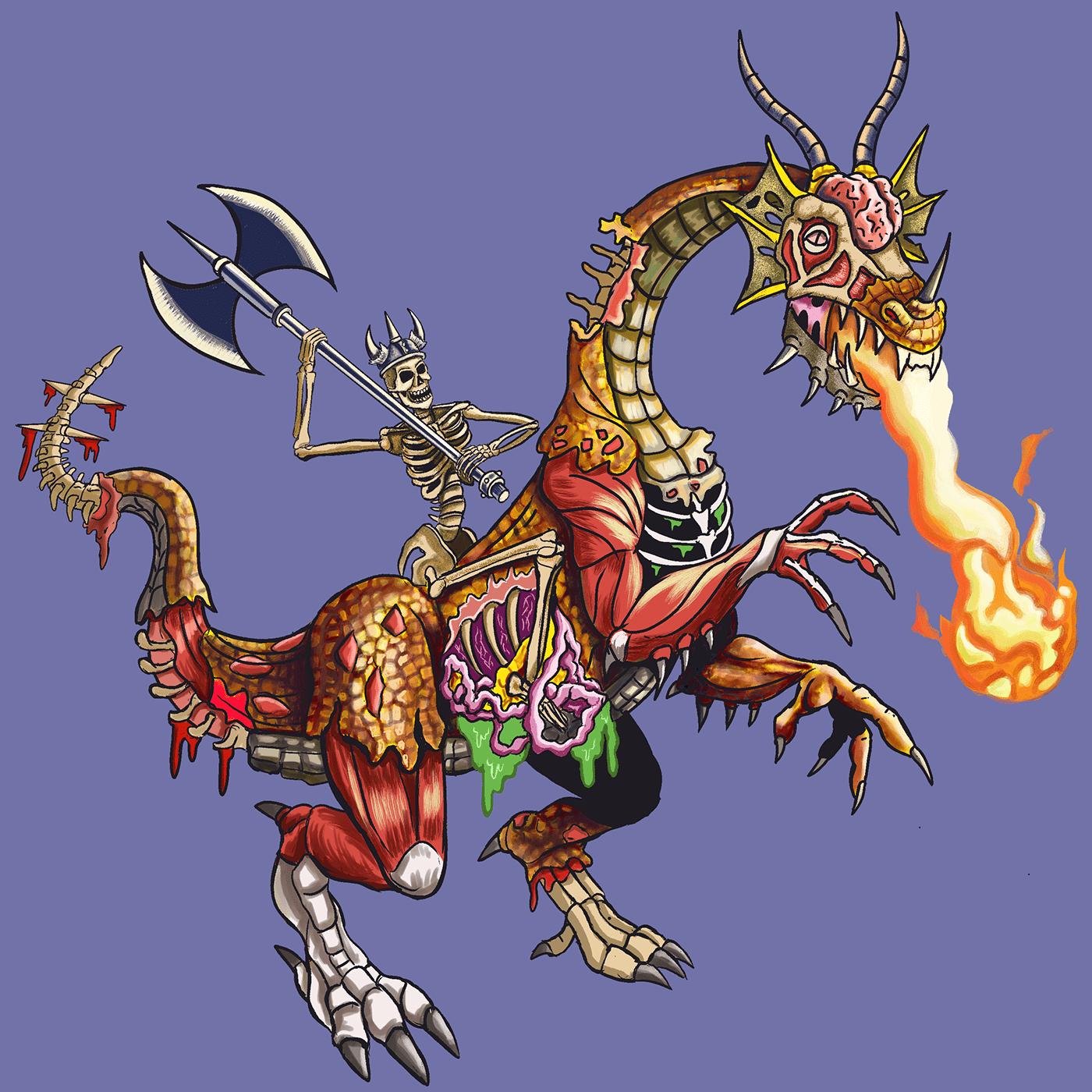 bodyhorror darkart dragon dragons fantasy art horror zombie