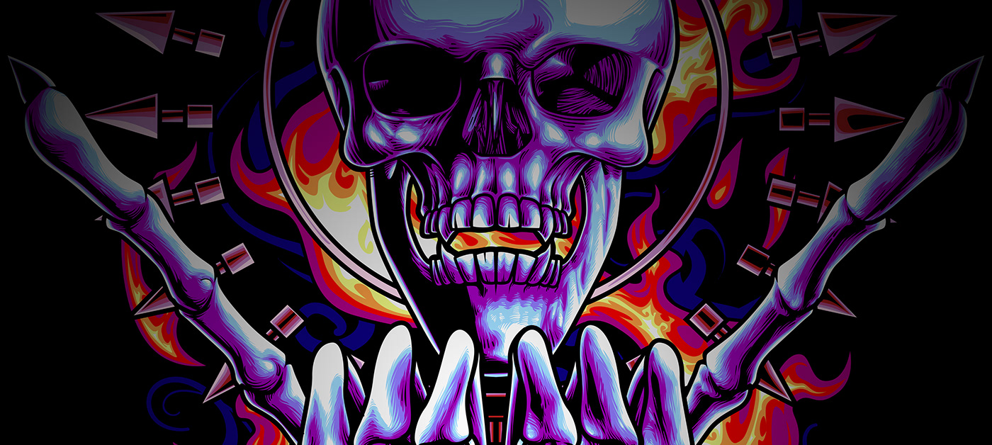 ILLUSTRATION  design tshirt Print on demand skull metal music artwork Drawing  acessories