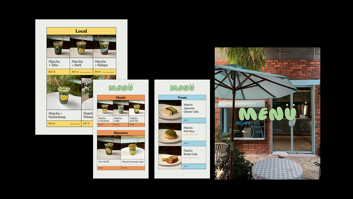 branding  cafe Layout matcha menu merchandise poster social media Social Media Design typography  