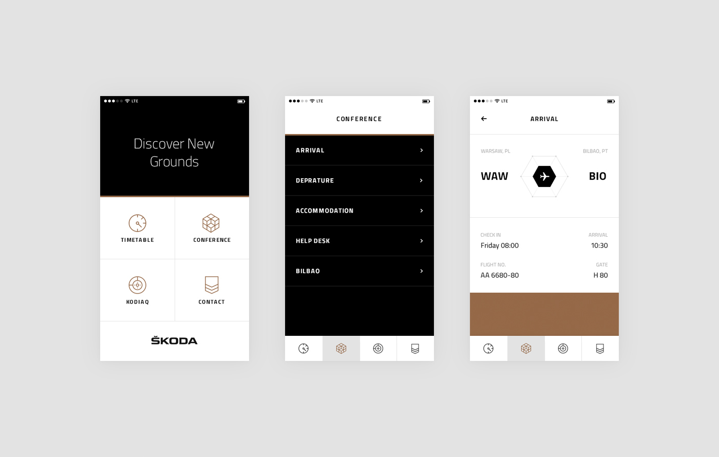 UI ux app dark brown Skoda Interface animation  ios android