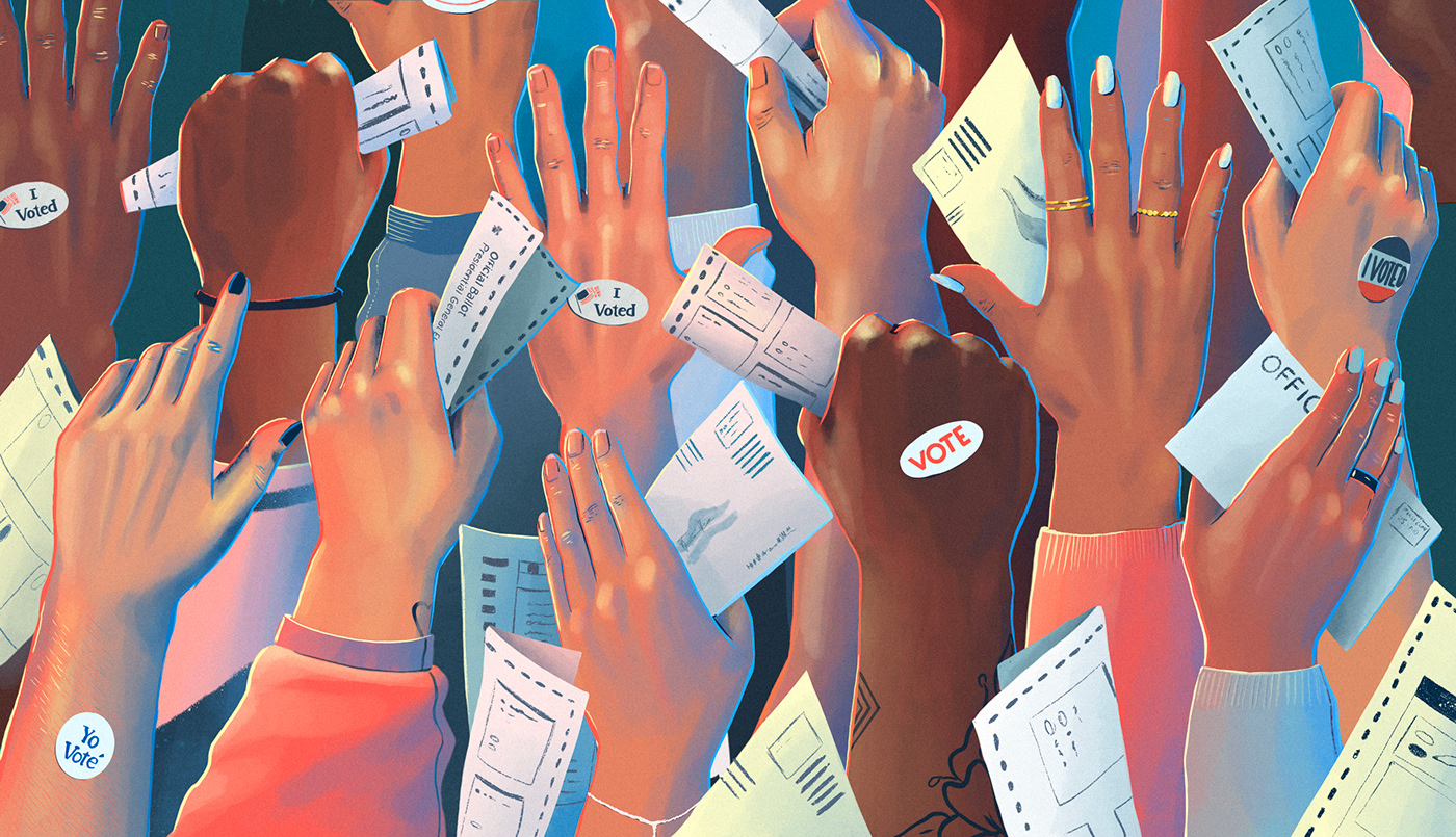 digital illustration Drawing  Editorial Illustration elecciones Election election illustration freelance illustrator hands voting women who draw