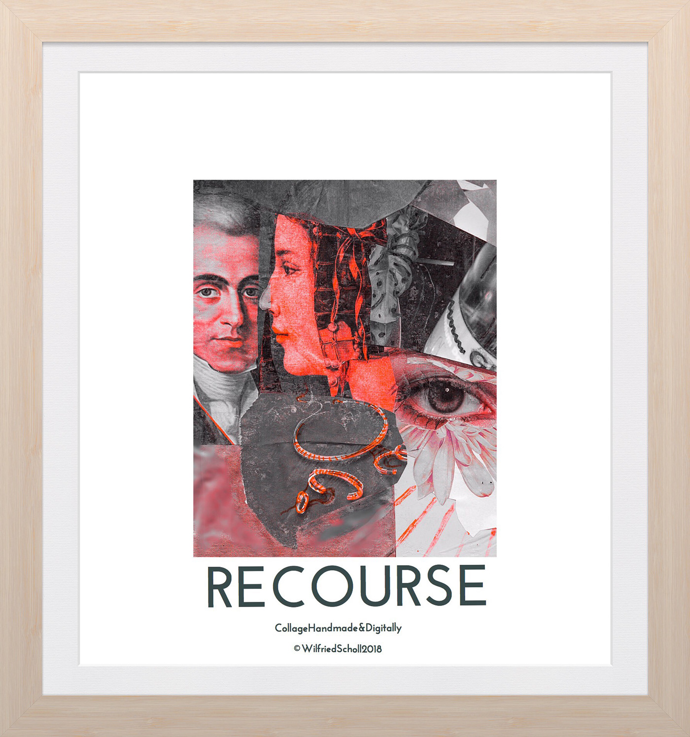 Recourse collage handmade digital poster Retro mix Fashion  tags Kommas art shelter