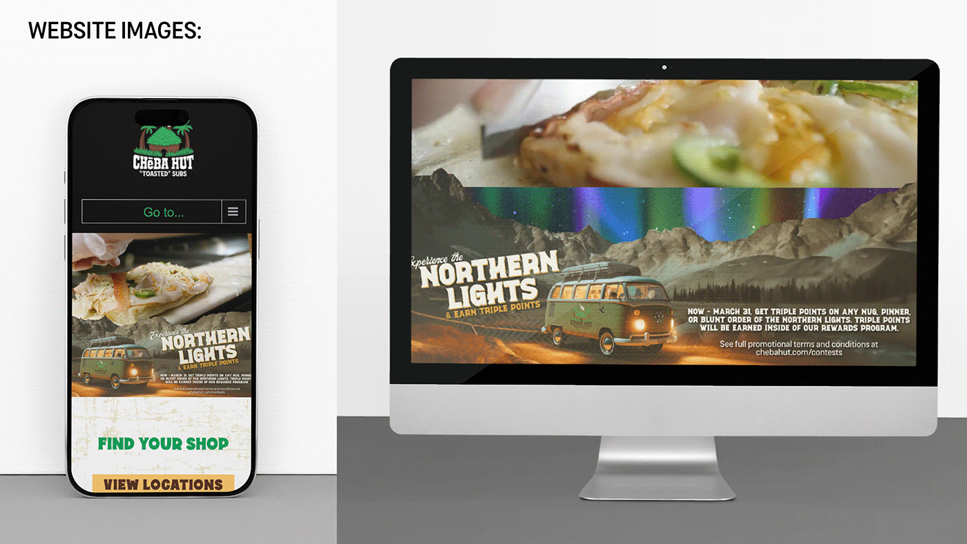 Northern Lights Aurora Borealis sandwich Promotion Advertising  poster advertisement restaurant Food  Cheba Hut