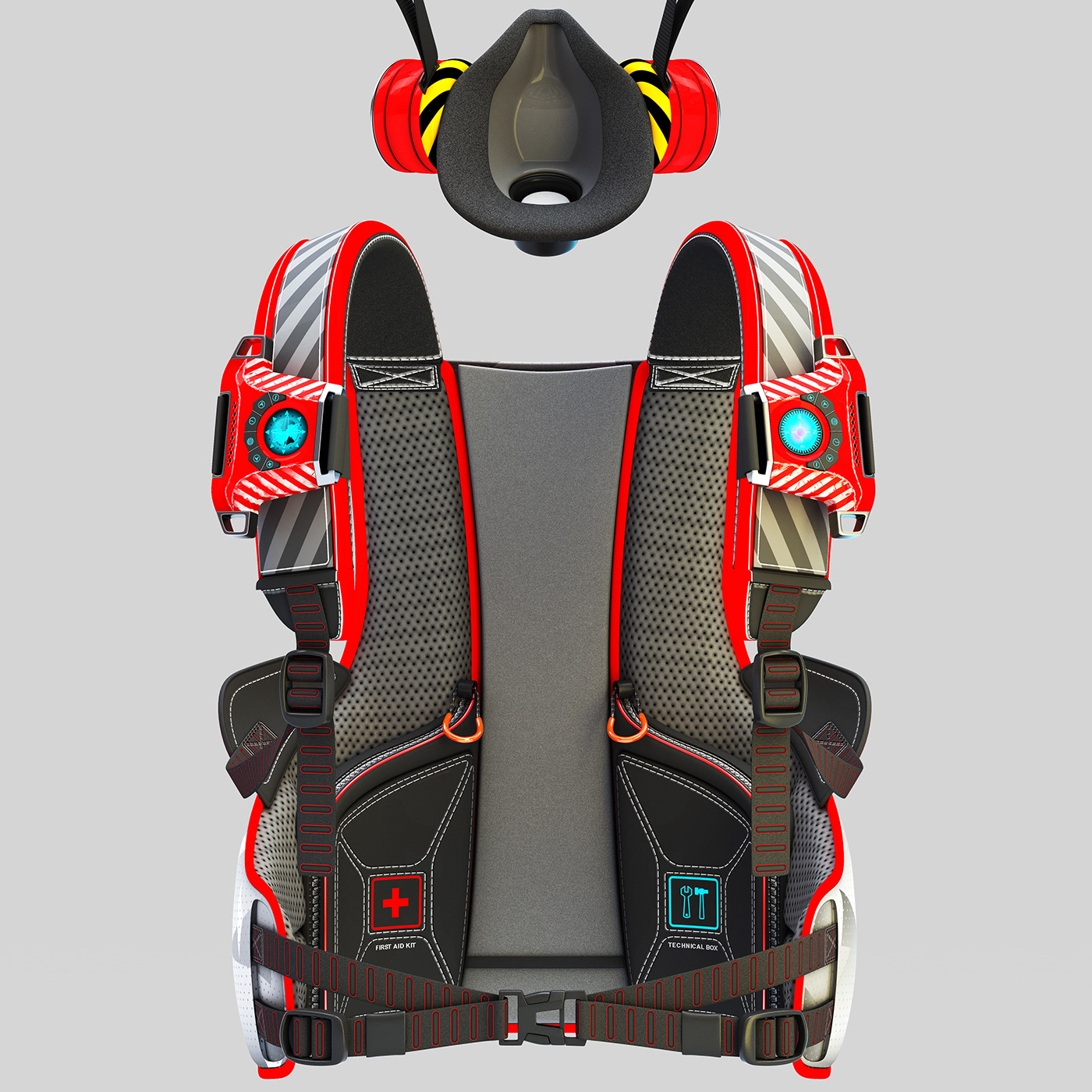 cartoon backpack salvage industrial product surviving Respirator Smart Technology bag