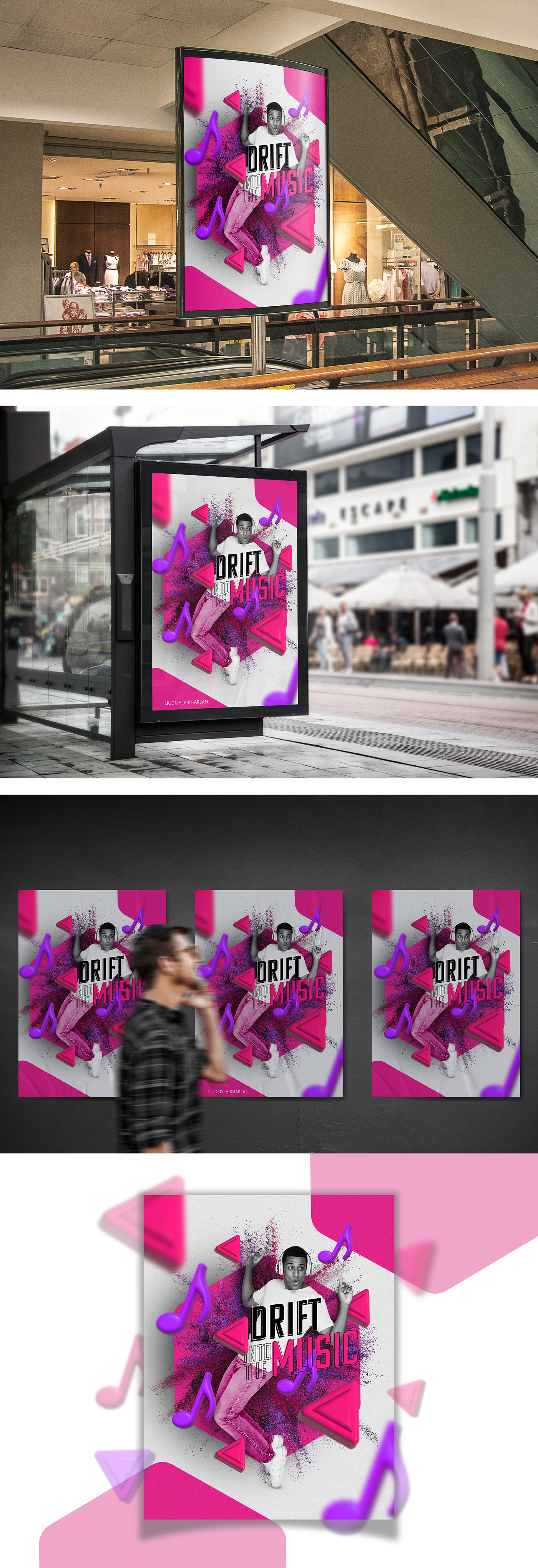 3D Advertising  banner graphic design  music Poster Design PosterArt typography   афиша постер
