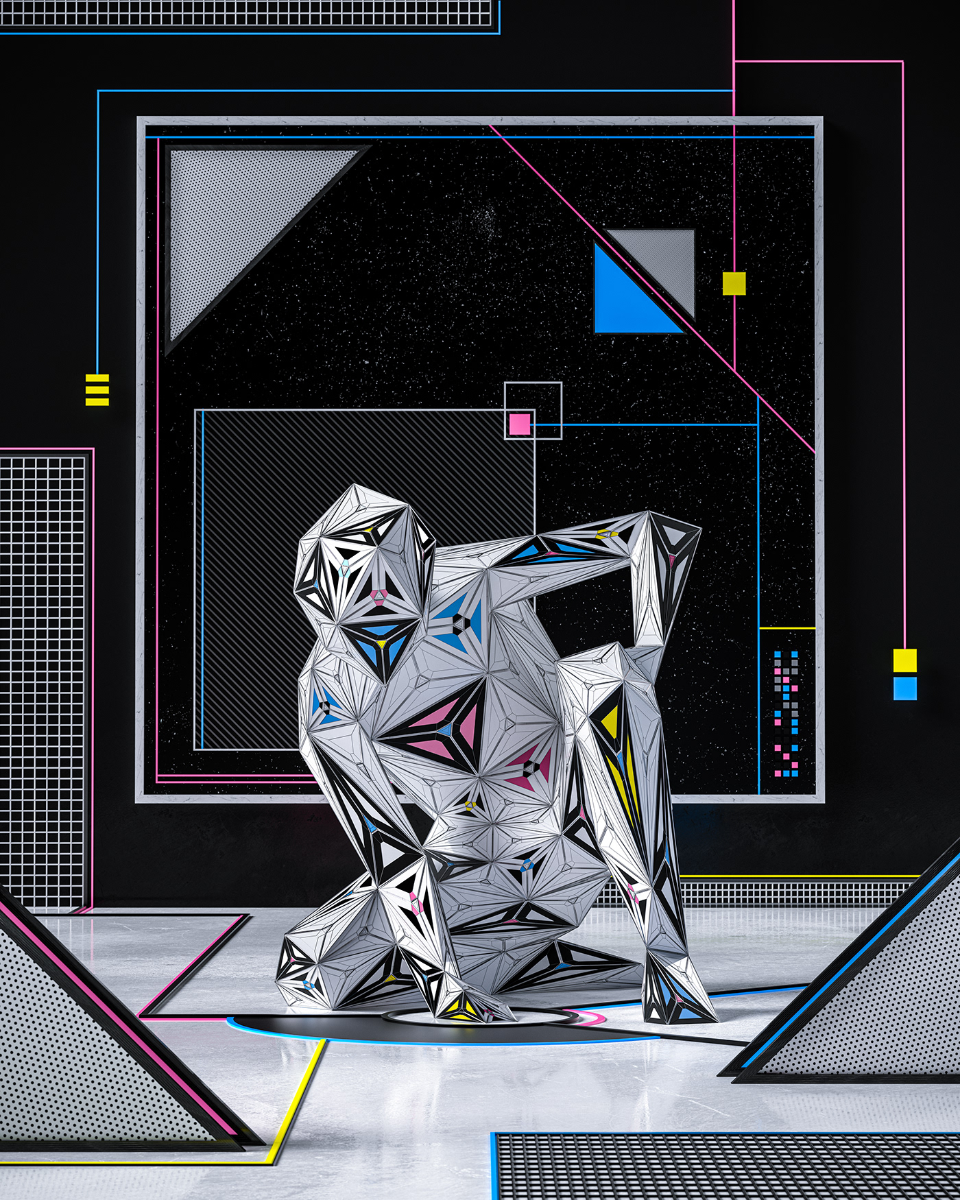 3D abstract cinema 4d geometric Low Poly minimal modern octane Render sculpture