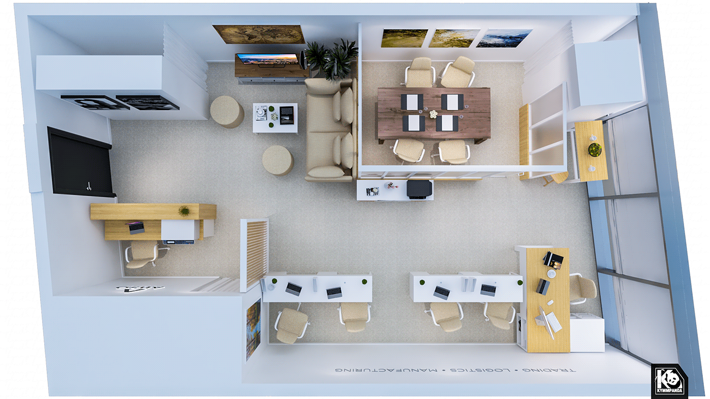 ikea interior design  interior fitout modern interior Office Design scandanavian small office visualization