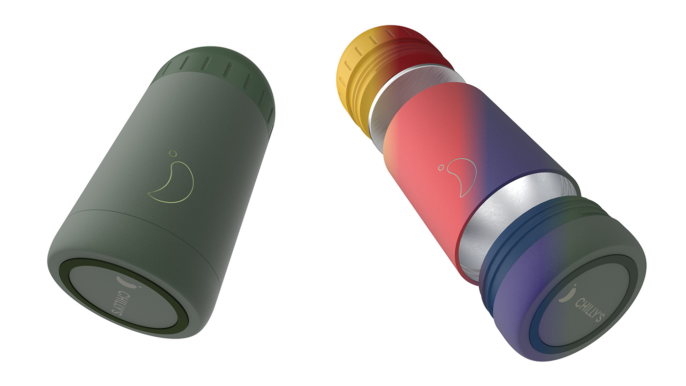 Chilly's bottles cost of living DCA Gadget industrial design  Live Brief modelling product design  rendering sketching