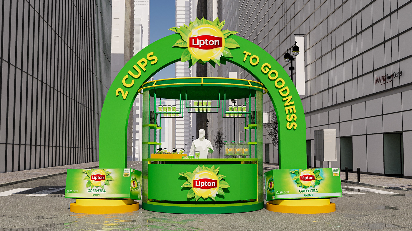 Lipton Lipton Green Tea Marthon booth inflatable Mockup
