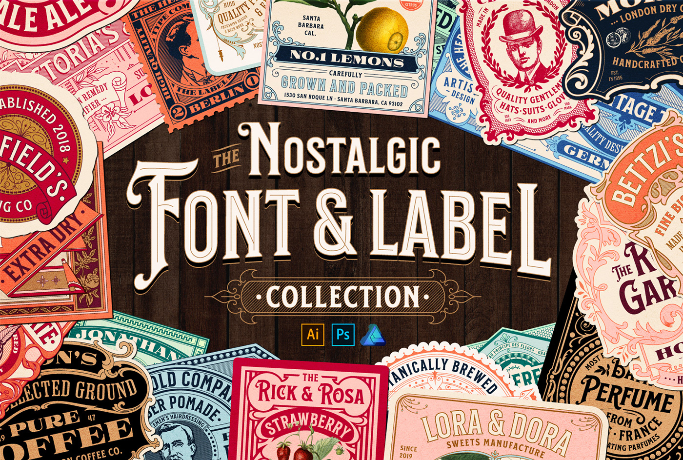 the nostalgic vintage font and label collection – by heritage type co