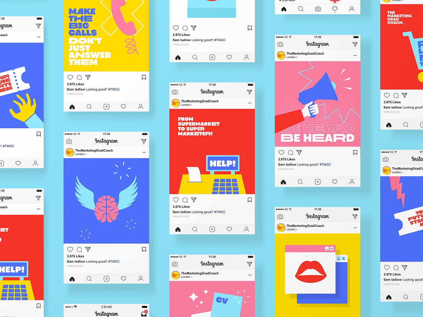 blue brand identity pink red vector White yellow clean color