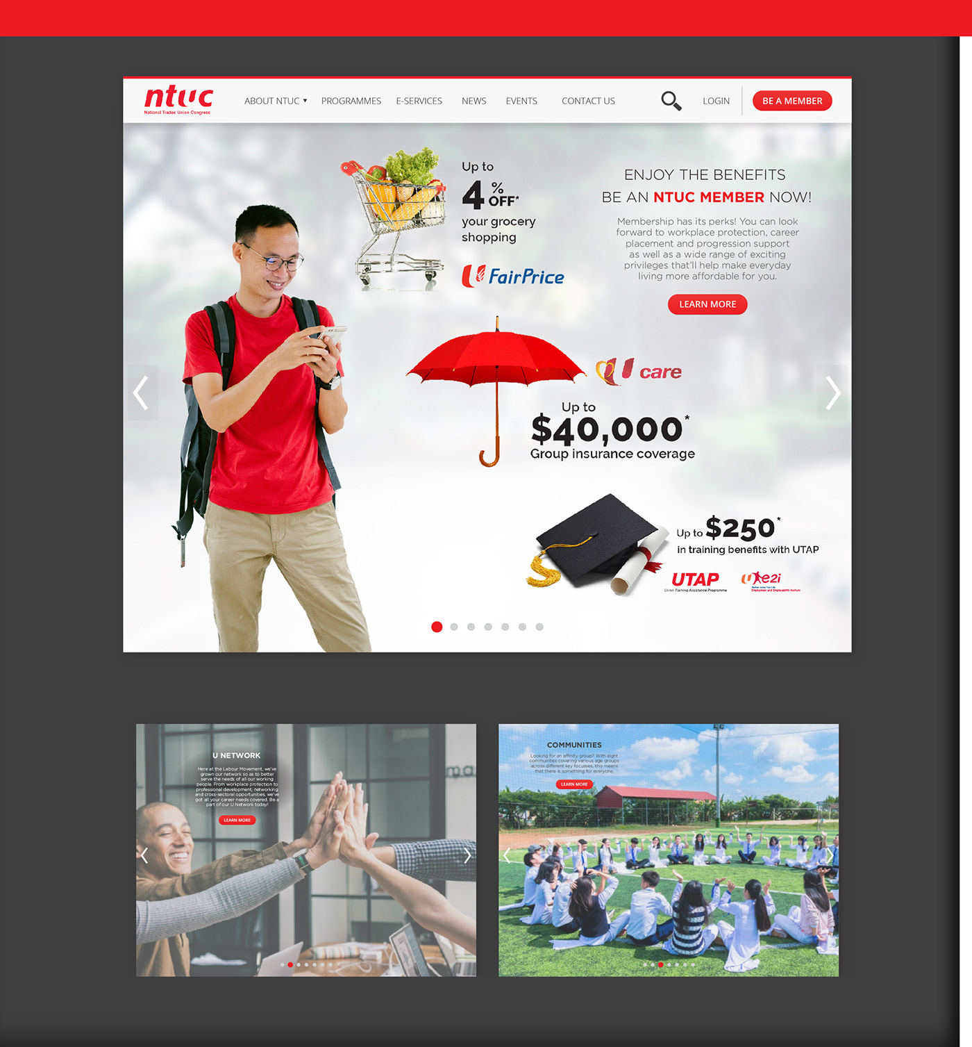 Website Design UX design ntuc membership landing page