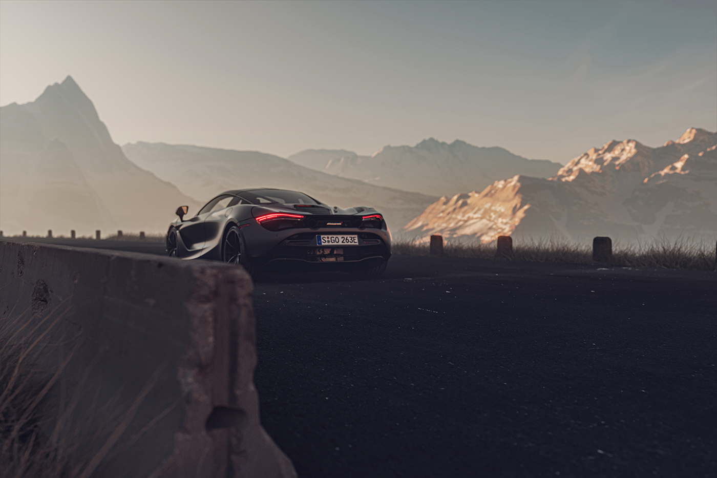 3dsmax alps automotive   CGI corona render  fullcgi McLaren MegaScans mercedes mountains