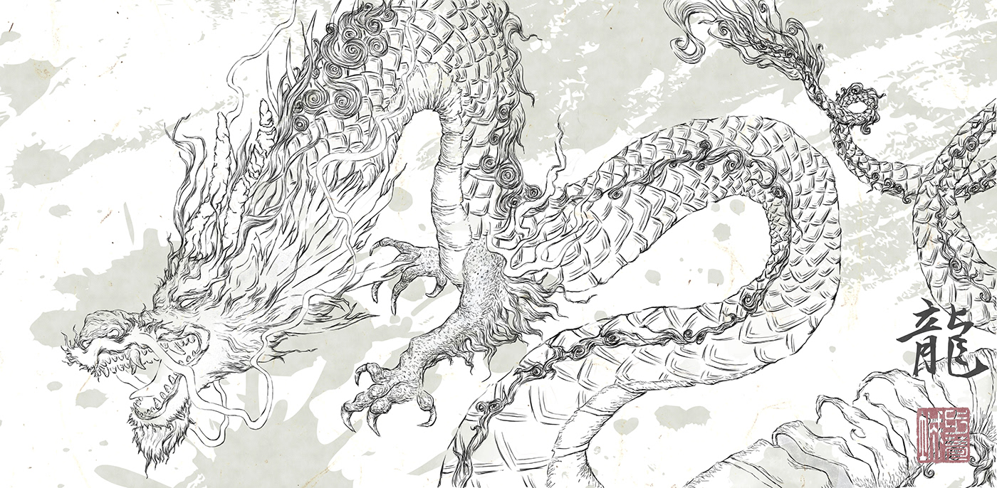 dragon book cover ILLUSTRATION  literature japanese cover design mythology fantasy Folklore Editorial Illustration