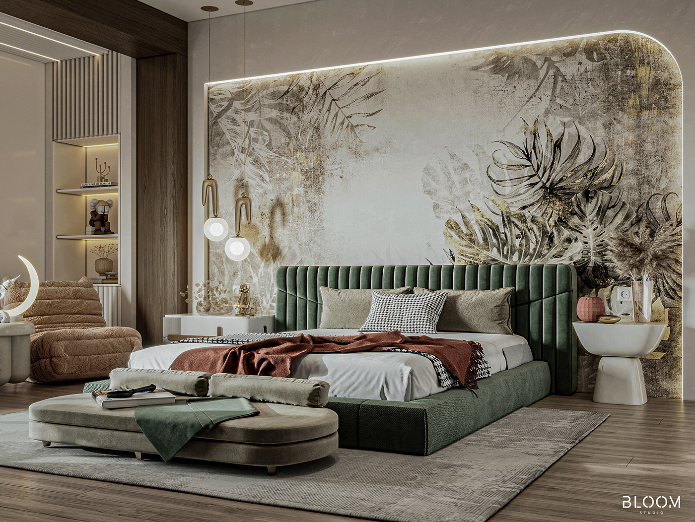 3D 3ds max architecture archviz bedroom corona interior design  modern Render visualization