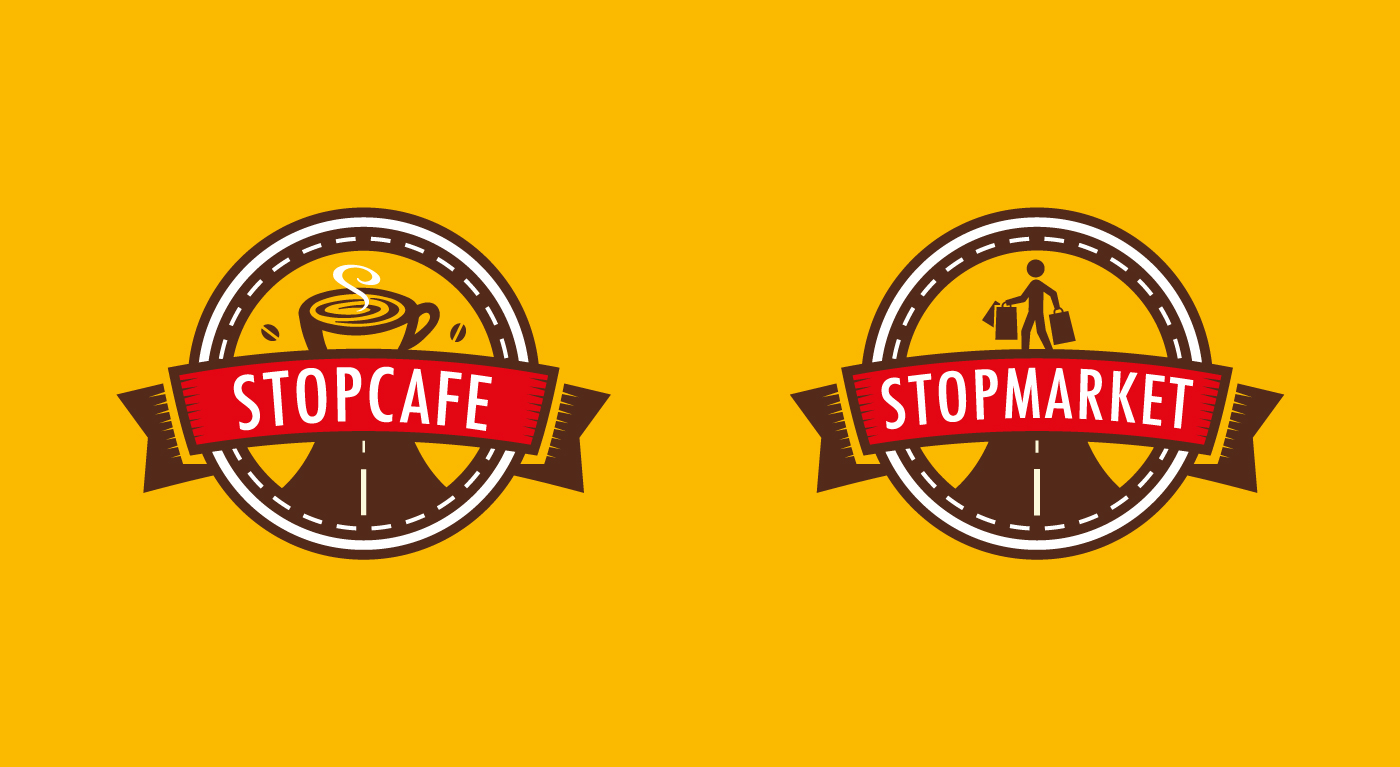 stopcafe stopmarket Atan gas station identity Logo Design identity cafe logo