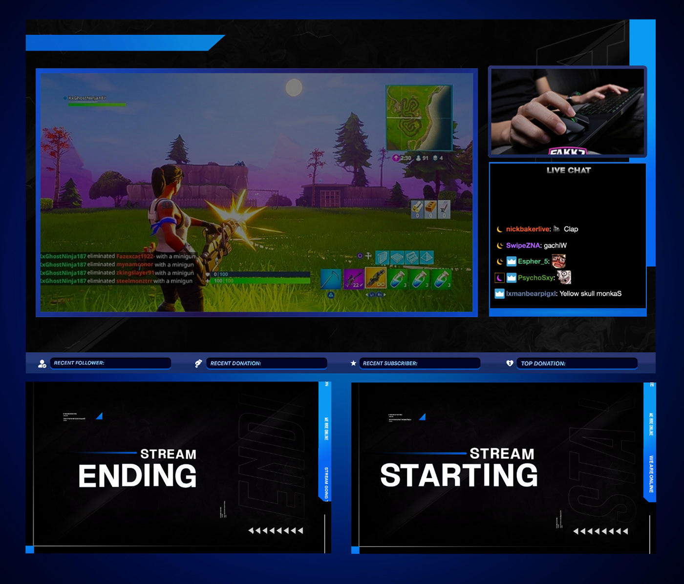 stream overlay Twitch Overlay Twitch pack Twitch Graphics Stream design panels Stream pack blue overlays twitch Livestream Overlay Youtube Overlay
