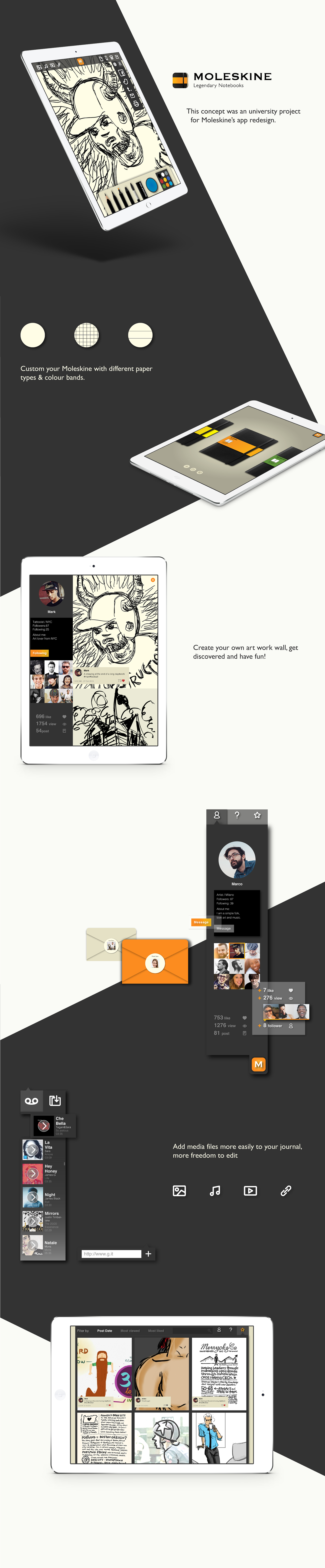 Adobe Portfolio moleskine notebook concept app iPad ux UI Interface ios redesign application