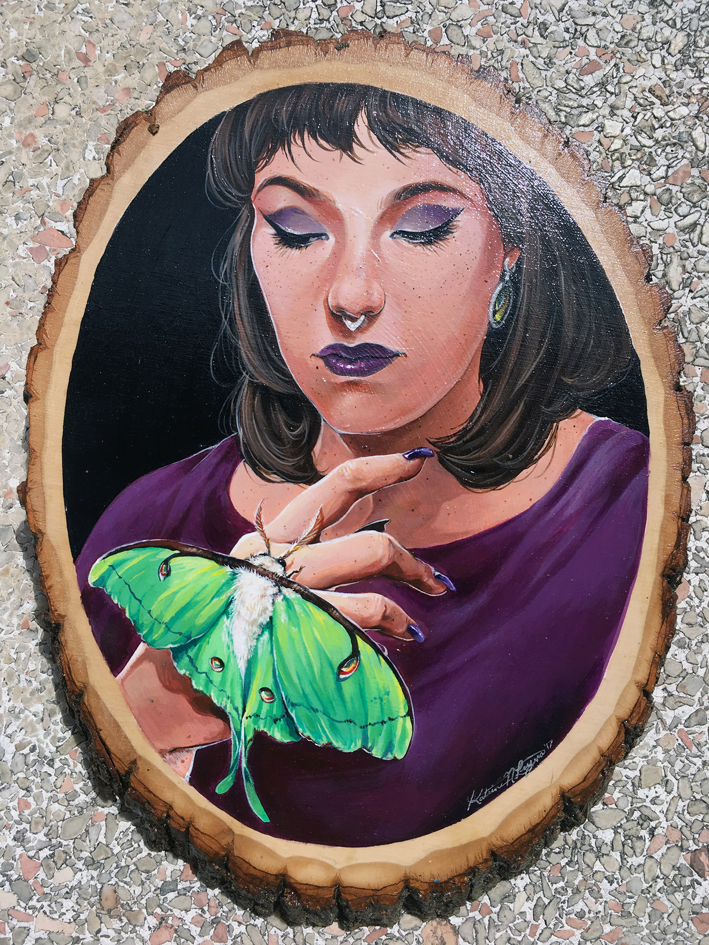 luna moth luna moth woman female portrait ILLUSTRATION  painting  