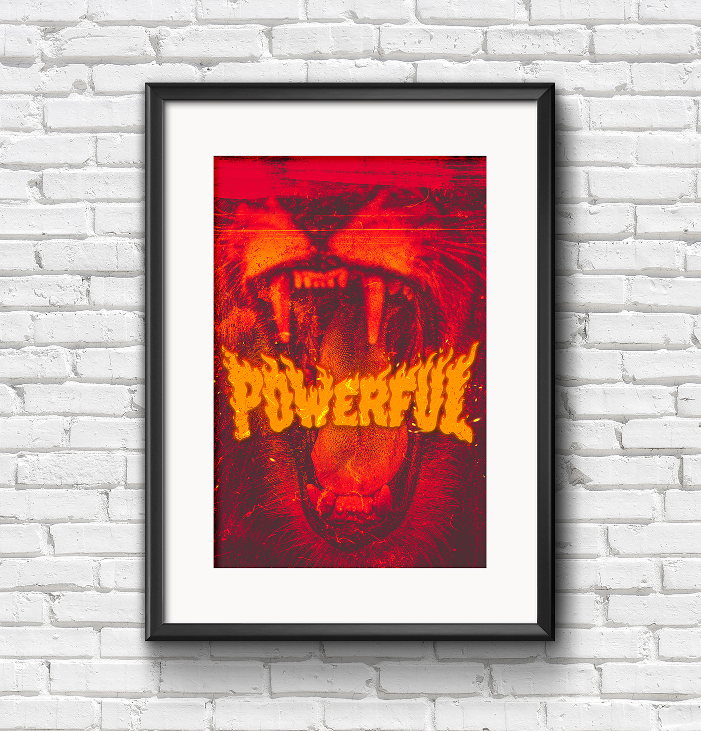 lion roaring Powerful awax design red energy angry power lettering poster