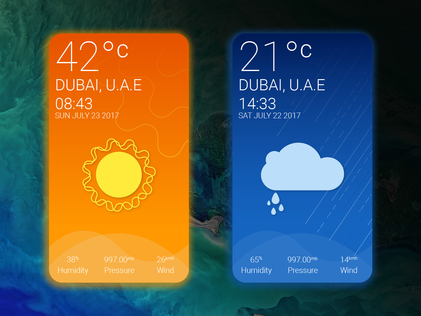 weather UI Illustrator mobile app