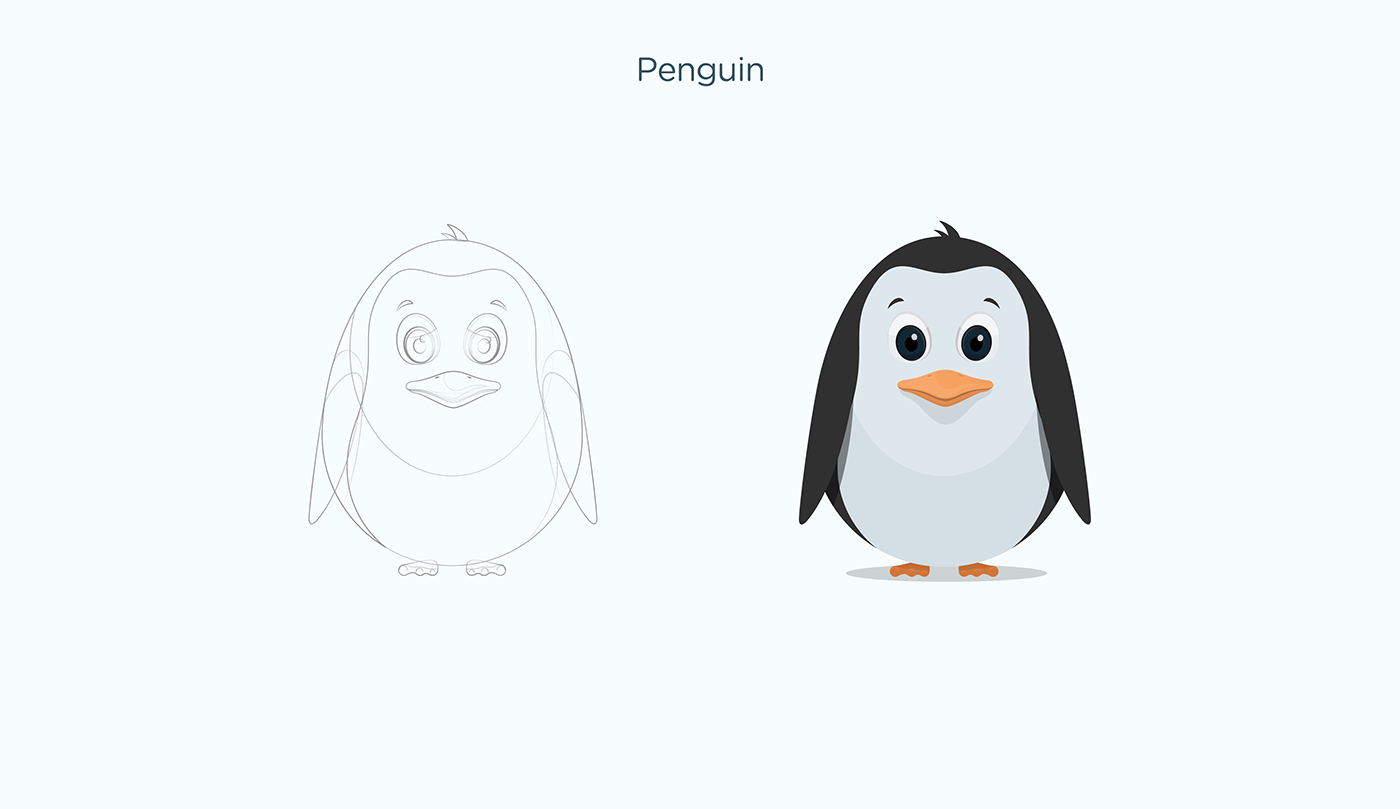 penguin Character design art scribble drawings creative illustrate digital
