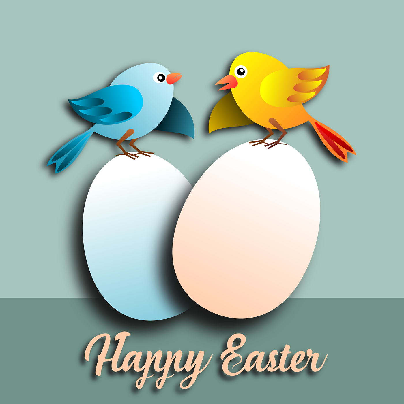 Easter happy cards birds eggs animals festivity Holiday