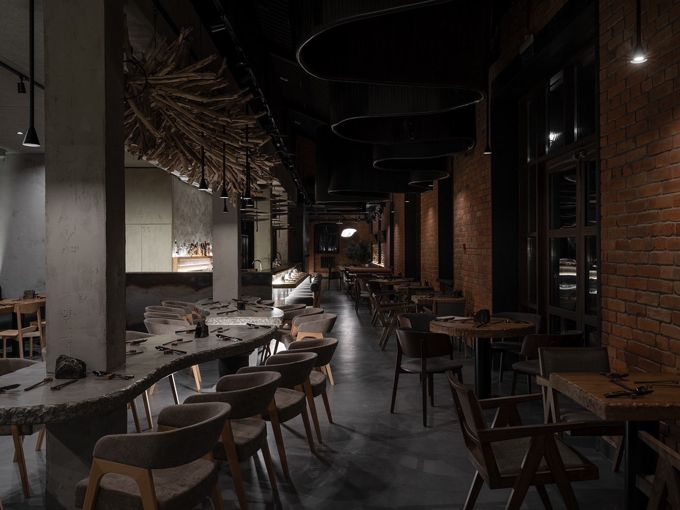 restaurant Izakaya japanese food LOFT interior design  architecture identity design maket бар