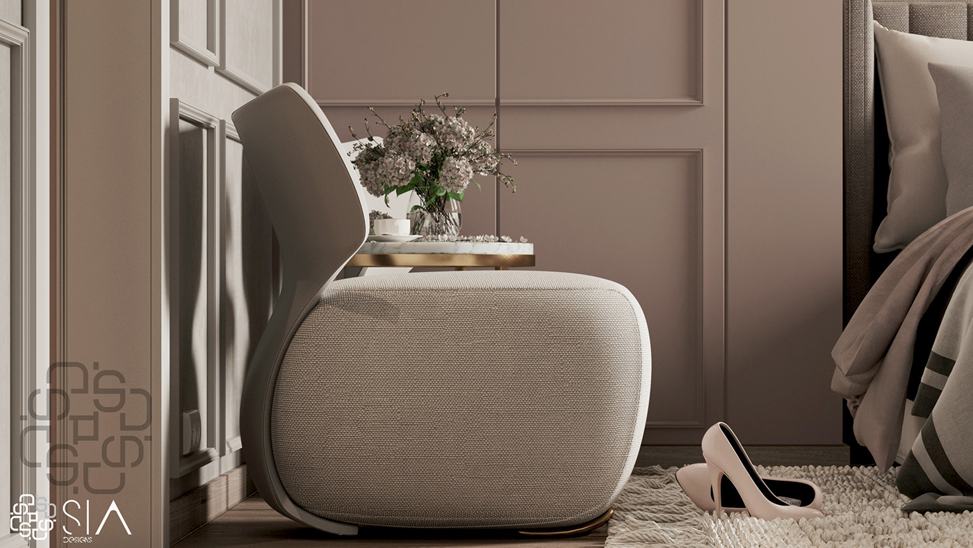 3ds max corona dark pink elegant Interior interior design  modern new classic Render soft mood