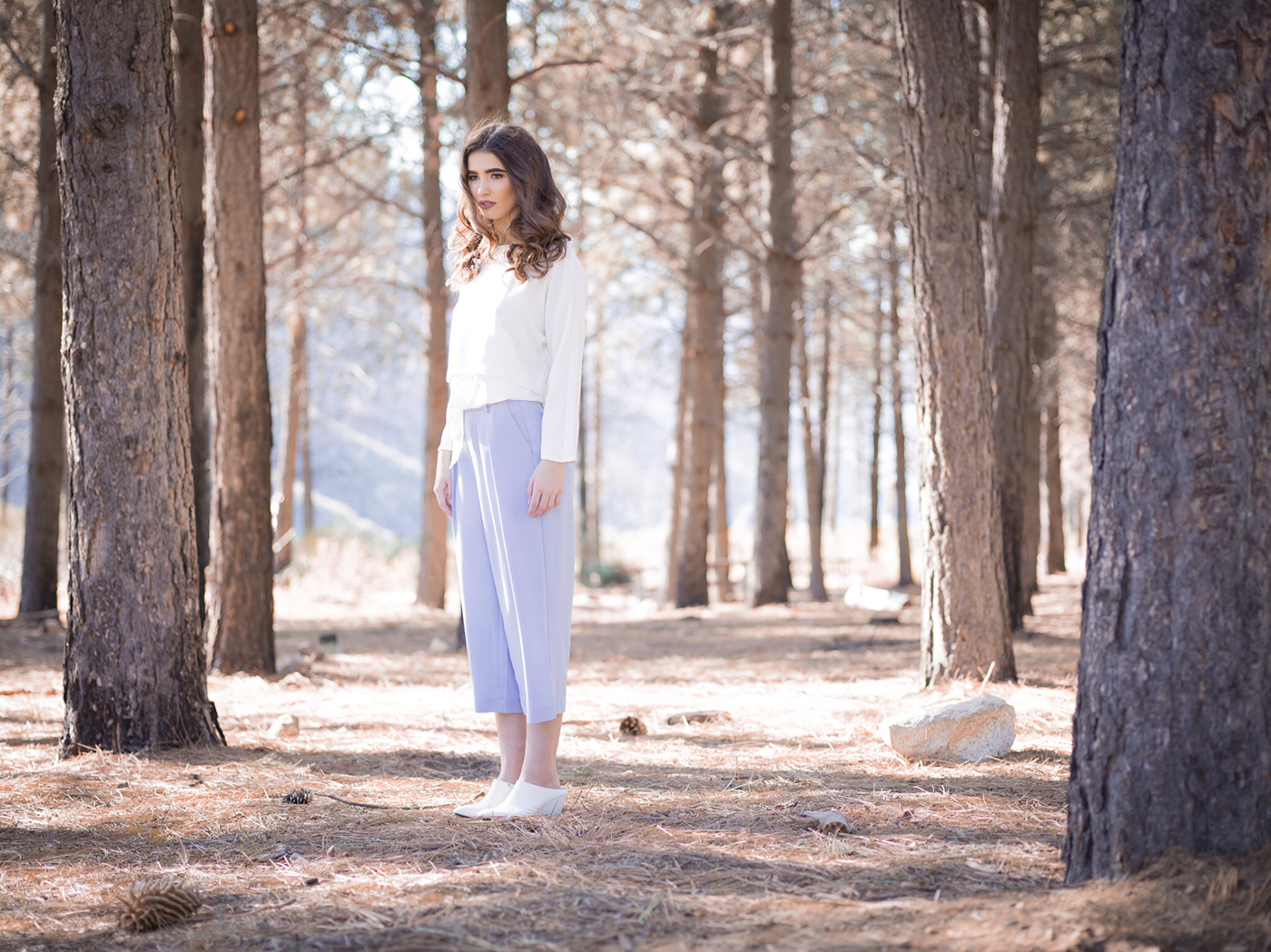 Los Angeles Angeles Crest fashion editorial model trees woods
