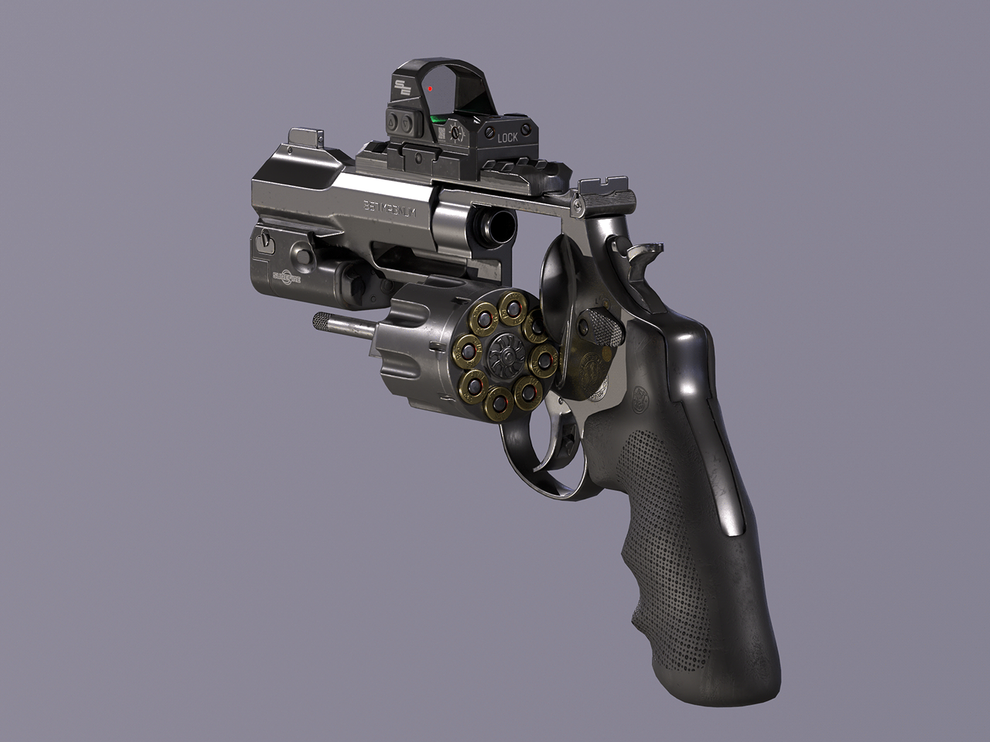 Weapon Gun game 3D HardSurface CGI PBR texturing blender Substance Painter