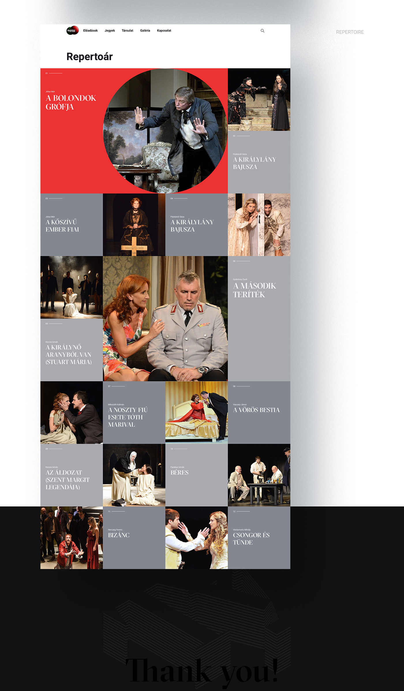 new Theatre újszínház redesign Website hungarian UI/UX repertoir landing page